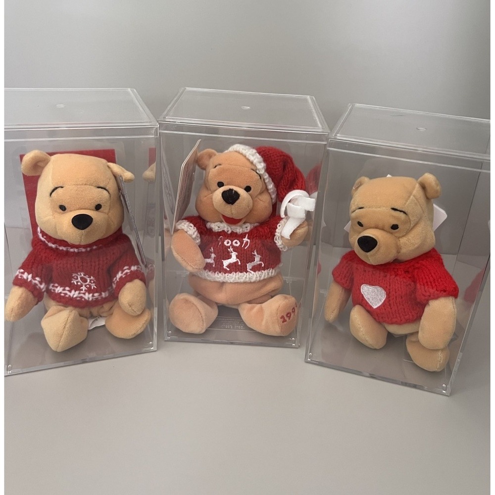 Vintage Disney Winnie The Pooh 8" Bean Bag Plush‎ Lot of 3, NWT Limited Edition